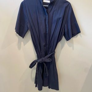 Everlane the Cotton Poplin Square Shirt Dress in Navy Blue